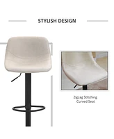 Simplie Fun Adjustable Bar Stools, Swivel Bar Height Chairs Barstools Padded with Back for Kitchen, Counter, and Home Bar, Set of 2, Cream White