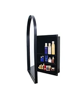 Streamdale Furniture 24x36 Inch Arched Recessed Medicine Cabinet, Metal Framed Bathroom Wall Cabinet with Mirror and Adjustable Shelves, Wall Mirror w