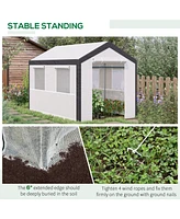 10' x 7' x 7' Walk-In Greenhouse, Outdoor Garden Warm Hot House with 4 Roll-up Windows, 2 Zippered Doors and Weather Cover, White