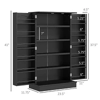 41" Kitchen Pantry Storage Cabinet, Freestanding Kitchen Cabinet with 12 Door Shelves, Double Doors, 5-tier Shelving and Adjustable Shelves, Blac