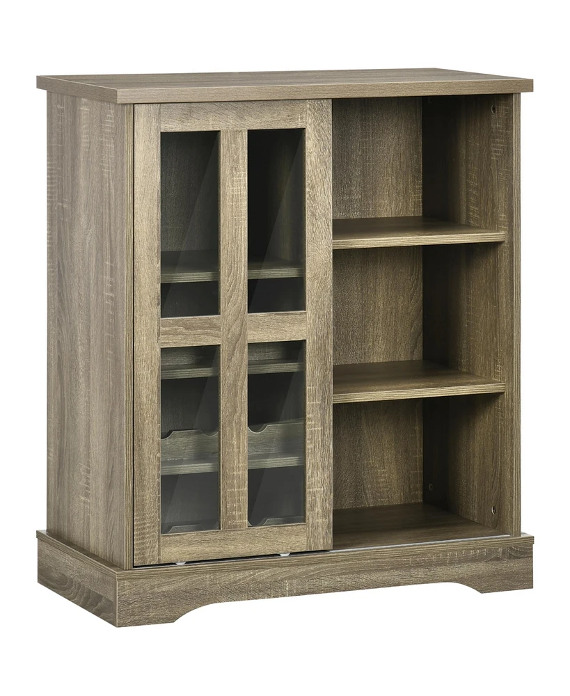 Coffee Bar Cabinet, 36" Sideboard Buffet Cabinet with Sliding Door, Wine Cabinet with Storage, Gray
