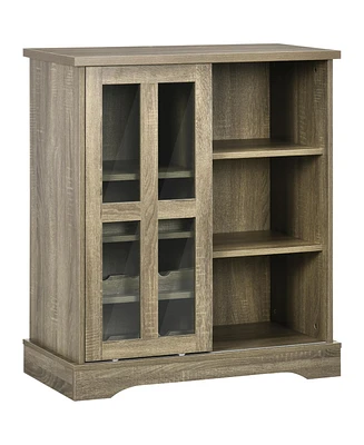 Coffee Bar Cabinet, 36" Sideboard Buffet Cabinet with Sliding Door, Wine Cabinet with Storage, Gray