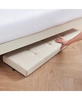 Ornavo Home Foldable Tufted 43 Inch Long Linen Bench Storage Ottoman with Legs