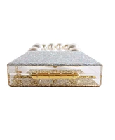Milanblocks Forever Love Glitter Top Handle Acrylic Clutch
