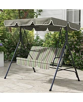 Simplie Fun 3-Seat Outdoor Swing Chair with Removable Cushion & Canopy