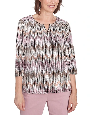 Alfred Dunner Petite Telluride Chenille Zig Zag Top