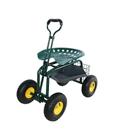 Streamdale Furniture Garden trolley Rolling work chair with wheels, garden stool for planting, 360 degree swivel seat, station wagon scooter with stee