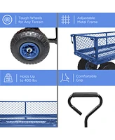 Streamdale Furniture 3 cu. ft. 300 lbs. Capacity Removable Sides Metal Steel Mesh Heavy Duty Utility Wagon Outdoor Garden Cart in Blue