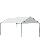 Streamdale Furniture 10'x20' Carport Heavy Duty Galvanized Car Canopy with Included Anchor Kit, 3 Reinforced Steel Cables, White