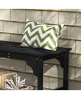 Wooden Garden Bench, Outdoor Park Bench with Slatted Seat, Backless Front Porch Bench with Curved Seat for Conservatory, Garden, Poolside, Deck, Black