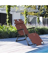 Simplie Fun Folding Chaise Lounge Chair for Outside, 2-in