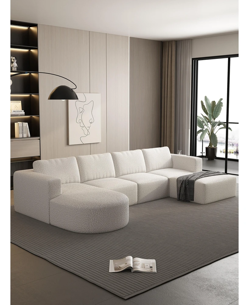 Simplie Fun 133.8470.86 Modular Sectional Sofa Sleeper Couch, Sectional Sofa with Chaise and Ottoman, Convertible U Shaped Modular Sofa Set. Compresse