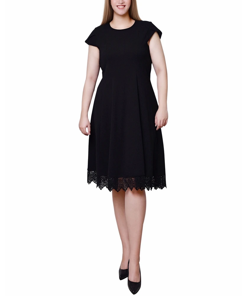 Ny Collection Women's Chiffon Sleeve Scuba Dress