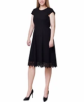 Ny Collection Women's Chiffon Sleeve Scuba Dress