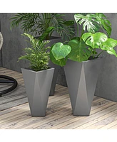 Set of 3 Tall Planters, 28.75", 24.5", 20.5", MgO Indoor Outdoor Planters with Drainage Holes, Stackable Flower Pots for Garden, Patio,