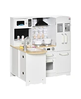 Large Play Kitchen with Full Set of Appliances for a Modern Day Pretend Kitchen, Tons of Storage, Corner Play Kitchen Set with Sound Effect, Education