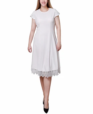 Ny Collection Women's Chiffon Sleeve Scuba Dress