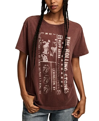 Lucky Brand Women's Cotton Rolling Stones Ticket Boyfriend Tee