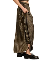 Lucky Brand Women's Metallic Pleated Maxi Skirt