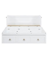 Full Size Murphy Bed with Usb Port and a Large Drawer, Gray