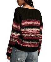 Lucky Brand Women's Fair Isle Boatneck Sweater