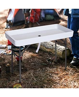 Simplie Fun 4FT Portable Folding Fish Fillet Cleaning Table Camping Picnic Ice Party Desk with Sink