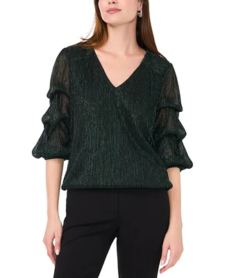 Msk Petite Metallic Lantern-Sleeve Top