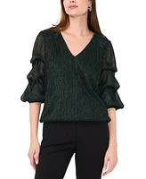 Msk Petite Metallic Lantern-Sleeve Top