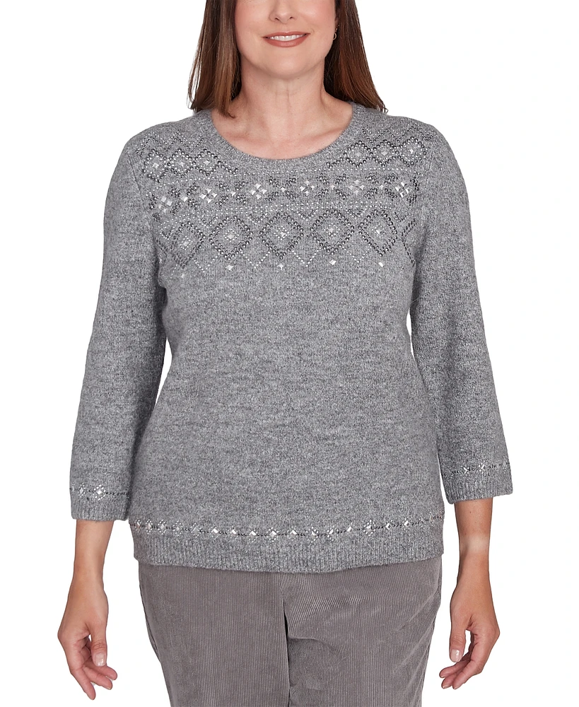 Alfred Dunner Petite Copenhagen Fair Isle Sweater