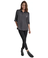 Dkny Jeans Women's Collared Long-Sleeve Blouse