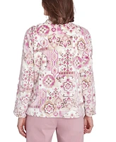 Alfred Dunner Petite Telluride Fuzzy Medallion-Print Jacket