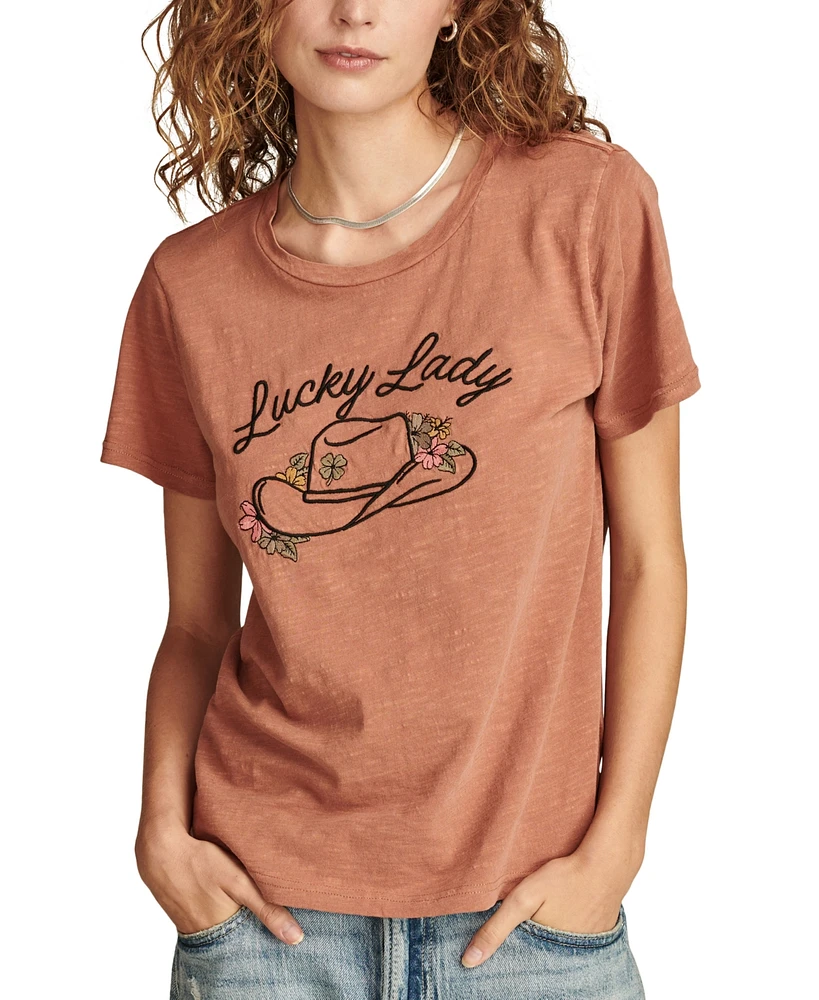 Lucky Brand Women's Cotton Feelin' Classic Crewneck Tee