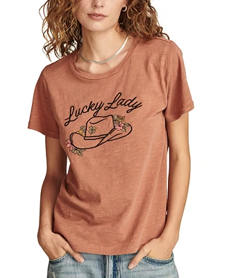 Lucky Brand Women's Cotton Feelin' Classic Crewneck Tee