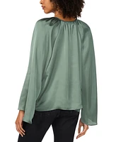 1.state Women's Wide Flutter-Sleeve Tie-Neck Top