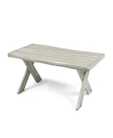 Simplie Fun Rustic Acacia Wood Outdoor Coffee Table With Sandblast Finish And Cross Base