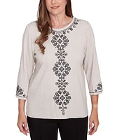 Alfred Dunner Petite Romancing The Stone Embroidered Medallion Top