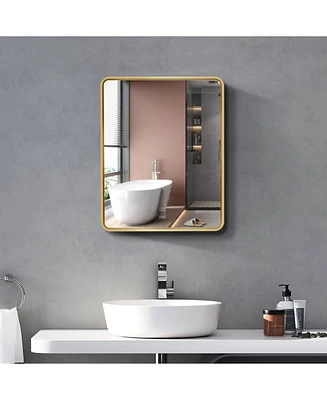 Streamdale Furniture 2028 inch Gold Metal Framed Wall mount or Recessed Bathroom Medicine Cabinet with Mirror