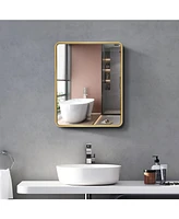 Streamdale Furniture 2028 inch Gold Metal Framed Wall mount or Recessed Bathroom Medicine Cabinet with Mirror