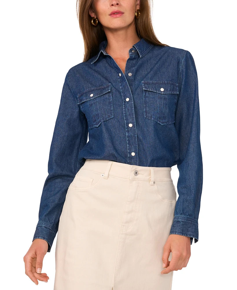 1.state Women's Button-Front Cotton Denim Shirt