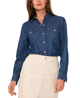 1.state Women's Button-Front Cotton Denim Shirt