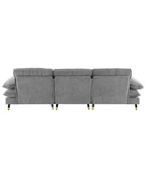 Streamdale Furniture 10666.5" L shaped Convertible Sectional Sofa,4 Seat Tufted Couch Set with Two