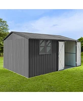 Streamdale Furniture Metal garden sheds 10ftx12ft outdoor storage sheds grey with window