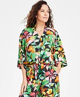 I.n.c. International Concepts Women's Printed Tie-Hem Shirt, Exclusively at Macy's