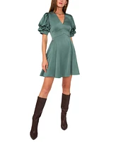 1.state Women's Tiered Bubble-Sleeve V-Neck Mini Dress
