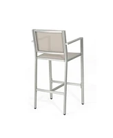 29.50" Barstools With Silver Rust-Proof Aluminum Frame, Grey Mesh, Set Of 2