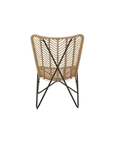 Boho-Chic Wicker Patio Chair Set With Geometric Base