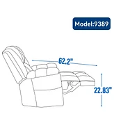Manual Recliner Chair with Rocker and Swivel in Fabric for Living Room, Blue