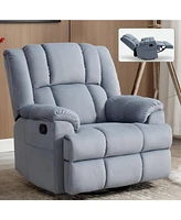 Simplie Fun Manual Recliner Chair with Rocker and Swivel in Fabric for Living Room, Blue