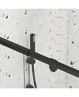 50-54" W x 71" H Piovt Swing Glass Shower Door, Pivot Frame Sliding Shower Door with 1/4" (6mm) Clear Sgcc Tempered Glass, Matte Black