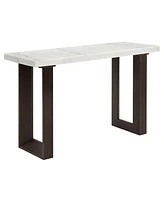 Simplie Fun Edwyn Sofa Table w/Marble Top, Natural Marble Top & Espresso Finish